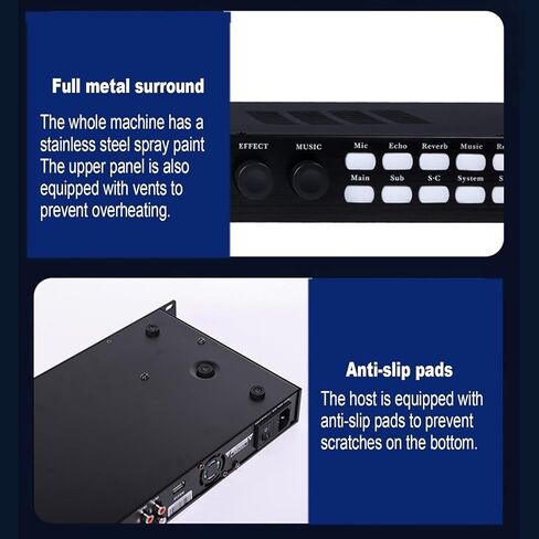 X5 Karaoke Professional Digital Audio Processor, Dsp Digital Reverberation Anti-Howling, Support 5.1 Channel Output, 3 Microphone Channel, with LCD Display, for Speaker, Home Theater in Kuwait