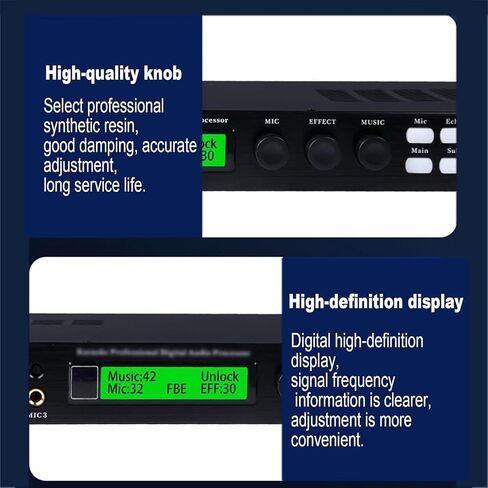 X5 Karaoke Professional Digital Audio Processor, Dsp Digital Reverberation Anti-Howling, Support 5.1 Channel Output, 3 Microphone Channel, with LCD Display, for Speaker, Home Theater in Kuwait