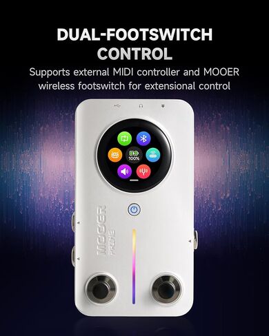 MOOER Prime M2 Wireless Desktop Multi Effects Pedal with APP editor, MIDI Function, Bluetooth PlayBack, IR Loaders, Touch Screen, Looper Drum Machine for Guitar and Bass in Kuwait