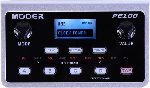 MOOER PE100 Desktop Guitar Multi Effects Pedal with 99 Factory Presets, 99 User Presets, Air P05 Guitar Wireless System in Kuwait