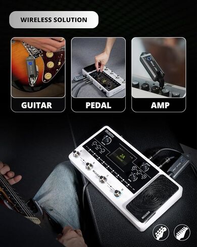 MOOER PE100 Desktop Guitar Multi Effects Pedal with 99 Factory Presets, 99 User Presets, Air P05 Guitar Wireless System in Kuwait