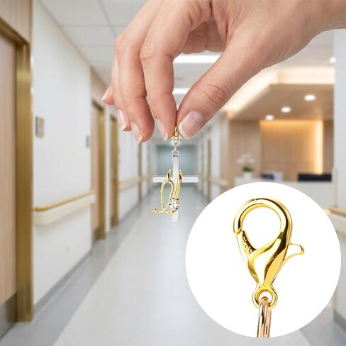 Cross with Stethoscope Badge Charm, Gold Cross ID Holder Nurse Badge Reel Accessory, Badge Buddy Stethoscope Decoration ID Clip Charm for Nurses Doctor Medical Staff - 1 Pcs in Kuwait