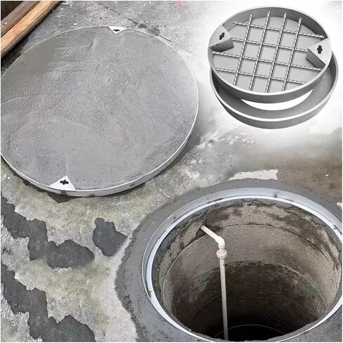 Custom Stainless Steel Manhole Cover - Round Invisible Septic Tank Lid with Lifter Hook, 61cm Diameter x 5cm Height, Durable for Residential & Commercial Use, Silver Finish in Kuwait