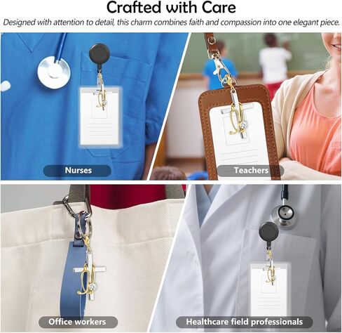 Cross with Stethoscope Badge Charm, Cute Nurse Badge Reel Accessory, ID Clip Charm for Nurses, RN, LPN, Healthcare Field in Kuwait