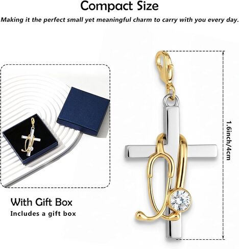 Cross with Stethoscope Badge Charm, Cute Nurse Badge Reel Accessory, ID Clip Charm for Nurses, RN, LPN, Healthcare Field in Kuwait