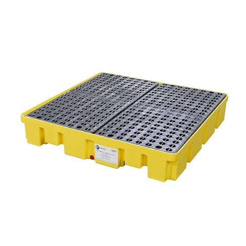 ENPAC 4 Drum Spill Pallet Platform with Forklift Pockets, 49"x49"x6.5", 8,000 lbs. Load Capacity Containment, 66-Gallon, Forkliftable, EPA/OSHA Compliant, Made in USA in Kuwait
