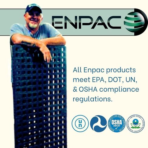 منصة ENPAC 4 Drum Spill Pallet مع جيوب رافعة شوكية، 49 بوصة × 49 بوصة × 6.5 بوصة، 8000 رطل. سعة الحمولة، 66 جالون، قابلة للرافعة الشوكية، متوافقة مع EPA/OSHA، صنع في الولايات المتحدة الأمريكية in Saudi Arabia