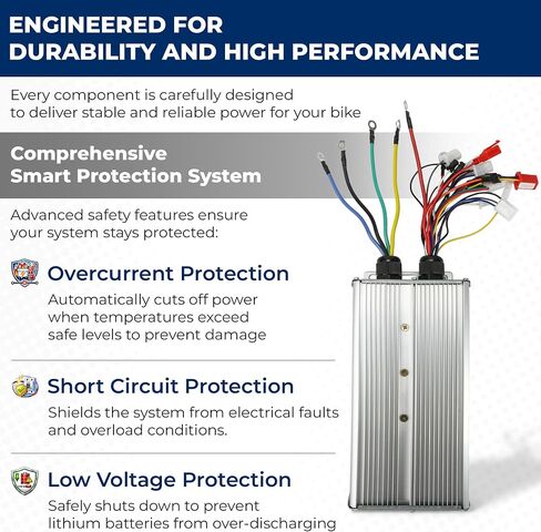 72V 3000W Brushless Motor Controller 48V 60V 72V 84V Intelligent E-Bike Controller Replacement for Electric Bicycle Scooter Maximum Current 80A, Aluminium Alloy Silver in Kuwait