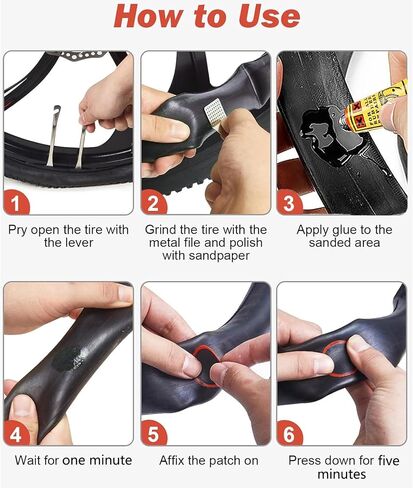 Bike Tire & Inner Tube Repair Kit, 58 PCS Patch Kit with 4 Glues, 3 Metal Tire Levers, Valve Cores, Presta to Schrader Converter – Puncture Repair for Mountain Bike, Road Bike, E-Bike, Motorcycle in Kuwait