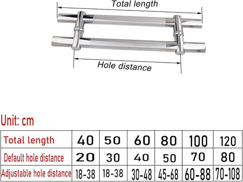 Adjustable Stainless Steel Entrance Door Handles, Modern Push Pull Bar for Shower & Sliding Doors, Double-Sided Doorknob (Size: 60cm) - Durable & Stylish in Kuwait