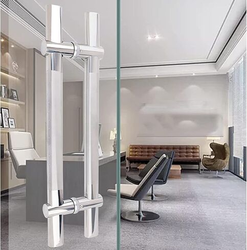 Adjustable Stainless Steel Entrance Door Handles, Modern Push Pull Bar for Shower & Sliding Doors, Double-Sided Doorknob (Size: 60cm) - Durable & Stylish in Kuwait