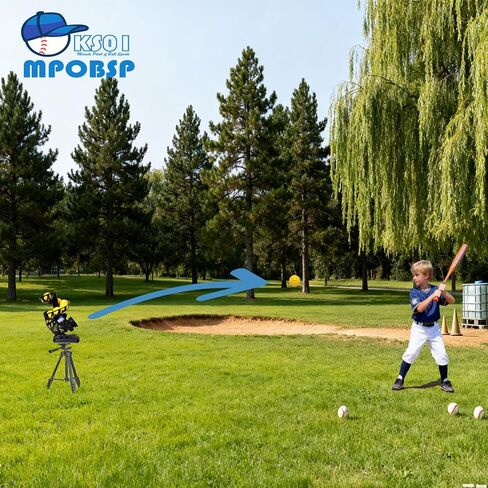Upgraded Electronic Baseball Pitching Machine for Youth- Adjustable Angles & Speeds, AC/Battery Powered, 8 Practice Balls - Ideal for Batting & Fielding Training in Kuwait