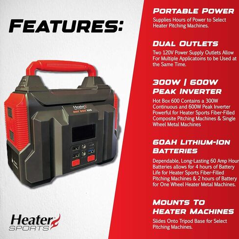 Heater Sports Hot Box 600 Portable Power Supply to Supply Power to Select Pitching Machines for Up to 2 Hours or 4 Hours Run Time in Kuwait