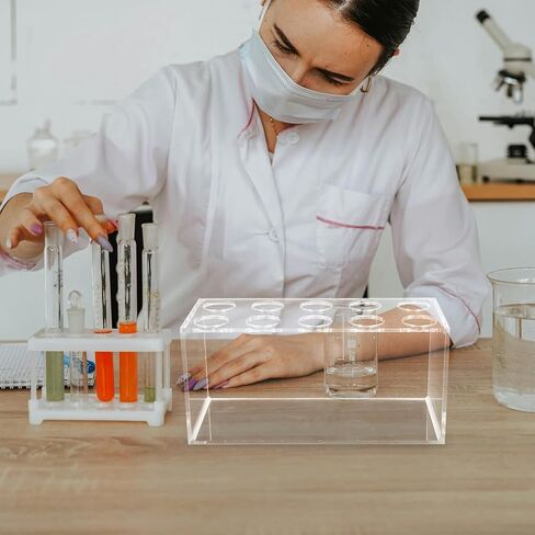 Test Tube Vial Holder Rack with 10 Slots Acrylic Material Stable Structure Space-Saving Design for 50ml Bottles Suitable for Laboratory Settings in Kuwait