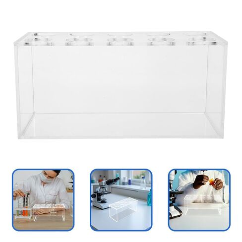 Test Tube Vial Holder Rack with 10 Slots Acrylic Material Stable Structure Space-Saving Design for 50ml Bottles Suitable for Laboratory Settings in Kuwait
