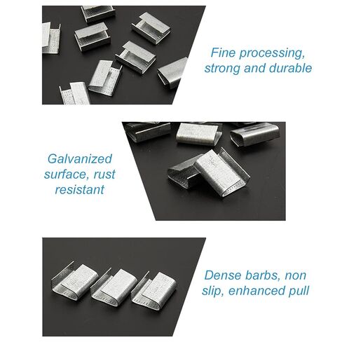 200pcs Strapping Buckle Galvanized Steel Packaging Open Seals for 16mm Strap 500KG Bite Pressure Resistance in Kuwait