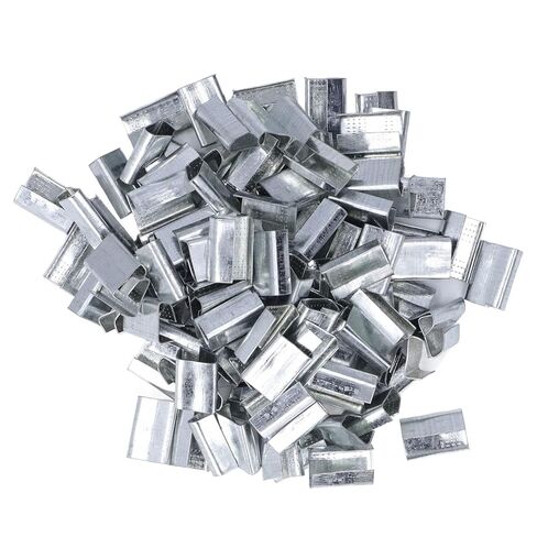 200pcs Strapping Buckle Galvanized Steel Packaging Open Seals for 16mm Strap 500KG Bite Pressure Resistance in Kuwait