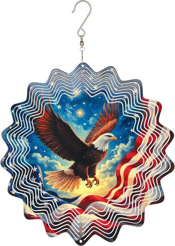 Sunset Vista Freedom Eagle Patriotic Wind Spinner, 11-Inch, Brown, Red, Blue and White in Kuwait