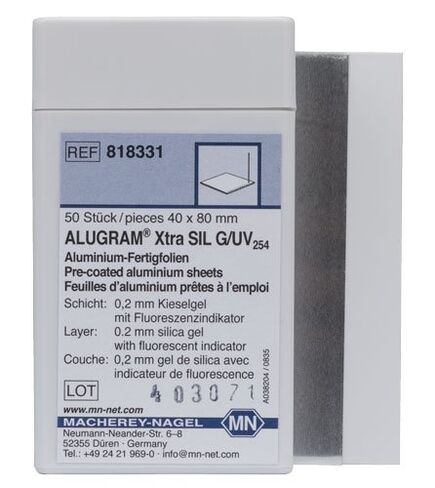 818331، لوحة TLC ALUGRAM SIL G/ UV254 silica 60 على الألومنيوم قابلية جيدة للبلل للحصول على نتائج تلوين دقيقة 4 سم × 8 سم سمك السيليكا 0.20 مم، عبوة من 50 in Kuwait