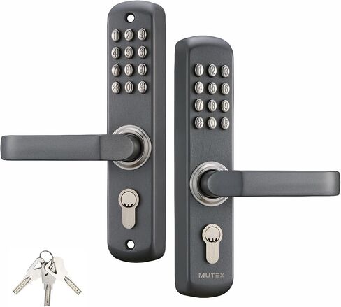 قفل باب ميكانيكي MUTEX MX230GD - مدخل لوحة مفاتيح مزدوج الجانب مكون من 4 أرقام وتجاوز مفتاح ميكانيكي، مقاوم للماء والحرارة/الحريق، ميكانيكي 100%، جيد للداخل والخارج (إصدار جديد 2026) in Kuwait