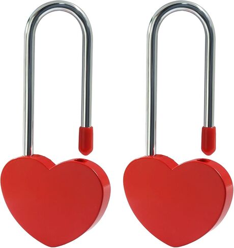 BokWin 2 Pack 3.5 Inch 50mm Love Lock Heart Padlock Blue Heart Shape Wish Lock for Couples Romantic Wedding Valentine's Day Anniversary Travel Bridge Gift No Key Needed in Kuwait