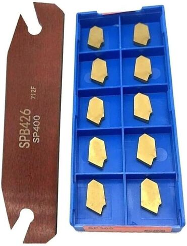 SPB26-4 26mm Parting Grooving Holder with 10pcs SP400 GTN-4 Carbide Inserts, Metal Cut-Off Blade for Semi-Finishing Steel Parts, 110mm Length in Kuwait