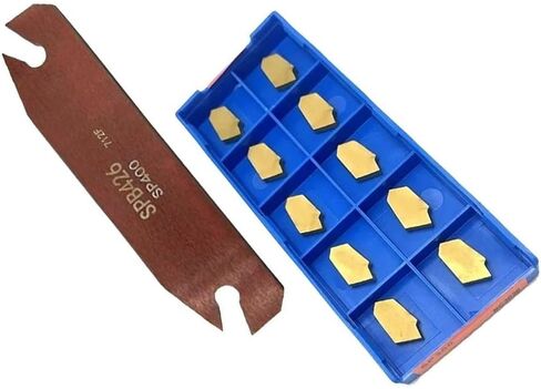 SPB26-4 26mm Parting Grooving Holder with 10pcs SP400 GTN-4 Carbide Inserts, Metal Cut-Off Blade for Semi-Finishing Steel Parts, 110mm Length in Kuwait