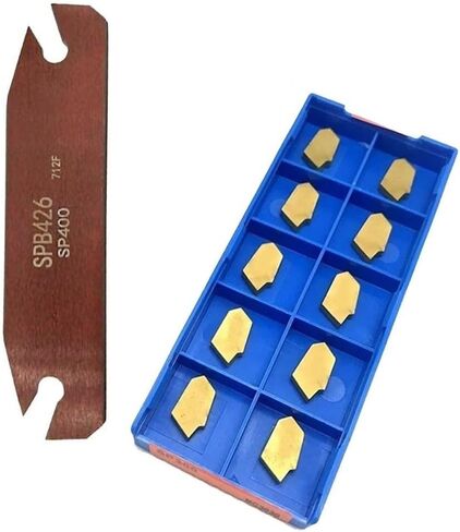 SPB26-4 26mm Parting Grooving Holder with 10pcs SP400 GTN-4 Carbide Inserts, Metal Cut-Off Blade for Semi-Finishing Steel Parts, 110mm Length in Kuwait