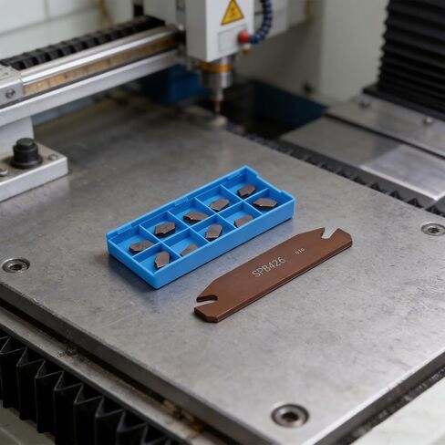 SPB26-4 26mm Parting Grooving Holder with 10pcs SP400 GTN-4 Carbide Inserts, Metal Cut-Off Blade for Semi-Finishing Steel Parts, 110mm Length in Kuwait