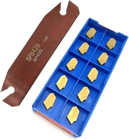 SPB26-4 26mm Parting Grooving Holder with 10pcs SP400 GTN-4 Carbide Inserts, Metal Cut-Off Blade for Semi-Finishing Steel Parts, 110mm Length in Kuwait