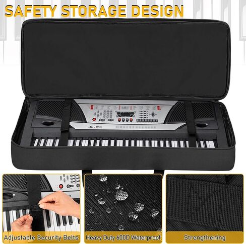 88 key Keyboard Case (Size:54"x7"x13.5"), Keyboard Gig Bag Case with Adjustable Straps and 6-Pocket for Keyboard Accessaries, 88 key Electric Piano Keyboard Gig Bag in Kuwait