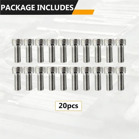 20 PCS M10-1.5 x 25mm Socket Head Cap Screws, 304 Stainless Steel (A2-70), Hexagonal Socket Head, Fully Threaded, Multi-Scene Application (20) in Kuwait