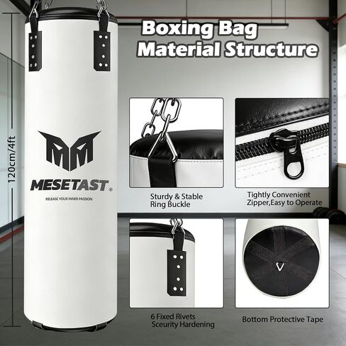 Mesetast Punching Bag for Adults, 4ft Heavy Boxing Bag Set with 12 OZ Gloves for Boxing MMA Karate Kickboxing - Unfilled in Kuwait