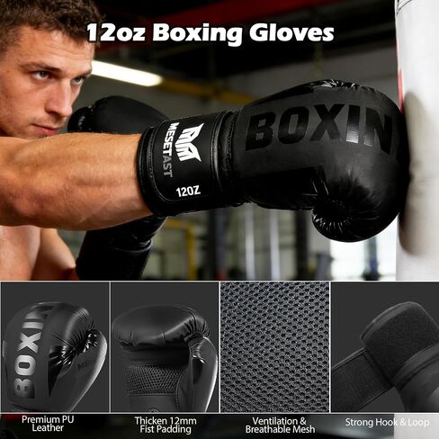 Mesetast Punching Bag for Adults, 4ft Heavy Boxing Bag Set with 12 OZ Gloves for Boxing MMA Karate Kickboxing - Unfilled in Kuwait
