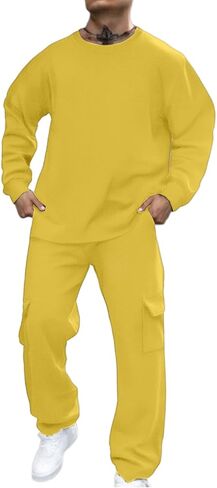 Men Sweatsuits Sets Solid Color Sweat Suits 2 Piece Set Sweatsuit Zip/Pullover Hoodie Sweatpants Set Jogging Track Suits in Kuwait