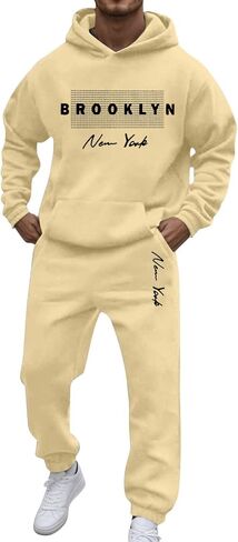 Brooklyn Men's Sweatsuits Graphic 2 Piece Outfits Baggy Travel Vacation Clothes Casual Hoodie Jogging Tracksuits Sets in Kuwait