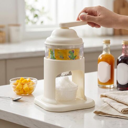 Fdit Manual Ice Shaver, Portable Hand Crank Snow Cone Machine with Ice Tray, Stainless Steel Cutter Crusher for Homemade Slushies Cold Drinks Indoor Outdoor Camping Use in Kuwait