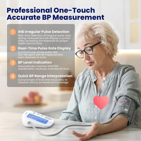 Upper Arm Blood Pressure Monitor for Home Use, Digital BP Machine Sphygmomanometer with 398 Reading Memory, Adjustable Arm Cuff 8.6"-17.7" (22-45 cm) Large LCD Display with Bluetooth Sync in Kuwait