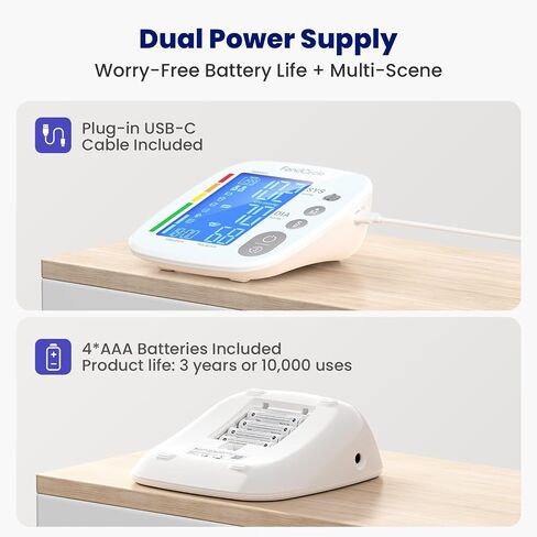Upper Arm Blood Pressure Monitor for Home Use, Digital BP Machine Sphygmomanometer with 398 Reading Memory, Adjustable Arm Cuff 8.6"-17.7" (22-45 cm) Large LCD Display with Bluetooth Sync in Kuwait