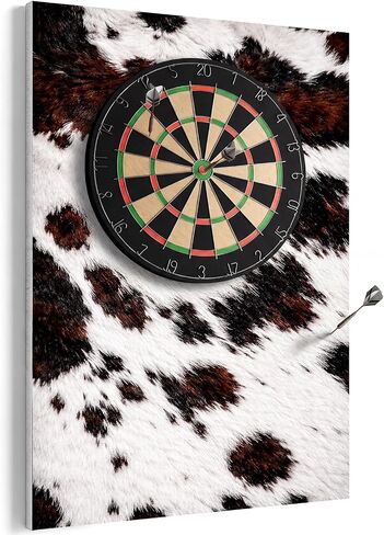 Hoteam Felt Cowhide Dart Board Wall Protectors 36" x 24" Western Cow Print Dart Board Backing Tiles Dartboard Surround Cork Backboard Alternative Dartboard Accessories in Kuwait