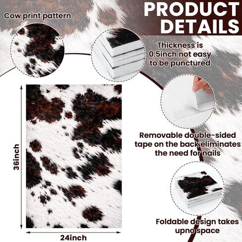 Hoteam Felt Cowhide Dart Board Wall Protectors 36" x 24" Western Cow Print Dart Board Backing Tiles Dartboard Surround Cork Backboard Alternative Dartboard Accessories in Kuwait