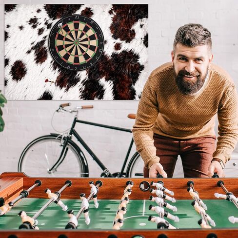 Hoteam Felt Cowhide Dart Board Wall Protectors 36" x 24" Western Cow Print Dart Board Backing Tiles Dartboard Surround Cork Backboard Alternative Dartboard Accessories in Kuwait