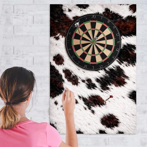 Hoteam Felt Cowhide Dart Board Wall Protectors 36" x 24" Western Cow Print Dart Board Backing Tiles Dartboard Surround Cork Backboard Alternative Dartboard Accessories in Kuwait