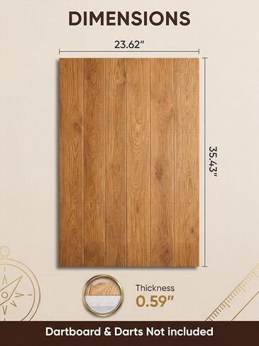 Felt Dart Board Wall Protector Backboard – Foldable 24" x 24" Noise-Reducing Panel with Wood-Grain Finish, Adhesive Pads & Mounting Hardware, Universal Fit for Standard Dartboards, No-Damage Install in Kuwait