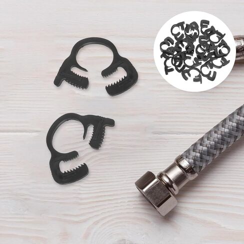 jojofuny 20pcs Plastic Pipe Clamps Adjustable Hose Clamps 9.1-10.2mm Double Locking Snap Clasp for Plumbing Pipes Secure Tube Attachment Clips for Home and Industrial Use in Kuwait