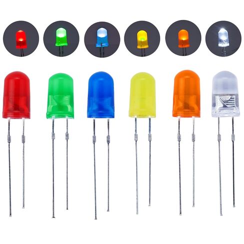 600Pcs 3mm & 5mm LED Diode Assortment Kit - 6 Colors (White/Red/Blue/Green/Yellow/Orange) Dual-Size Bright Light Emitting Diodes for DIY Electronics, Arduino, Raspberry Pi, and Science Projects in Kuwait