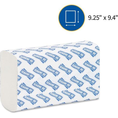 Genuine Joe Multifold Hand Towels, 9.5" x 9.10", 1-Ply, White, 250/Pack, 16 Count in Kuwait