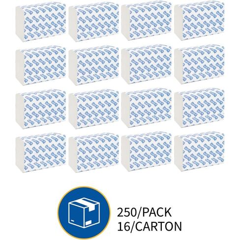 Genuine Joe Multifold Hand Towels, 9.5" x 9.10", 1-Ply, White, 250/Pack, 16 Count in Kuwait