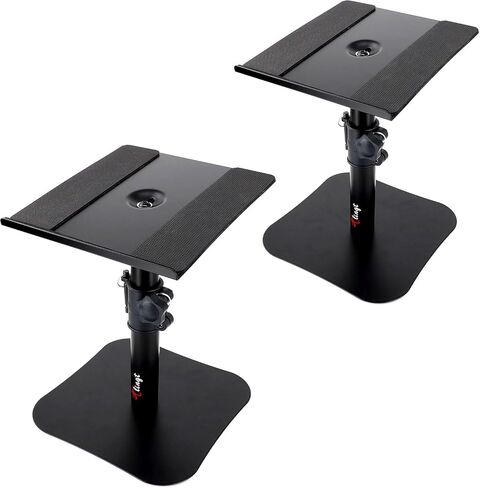 Tlingt Desktop Speaker Stands Pair, Sturdy Flat Base, Height & Tilt Adjusts | Heavy-duty 9.5" x 9" Metal Tray, -10° to +10° Tilt Angle, Universal Flat Base, Perfect for 5"-7" Monitor & Bookshelf Speakers in Kuwait