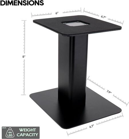 Tlingt Desktop Speaker Stands Pair, 6"x6.7" Metal Tray, 8" Tall | Heavy-duty Metal Tray Perfects for 3"- 4" Monitors & Bookshelf Speakers, Sturdy Flat Base, Compact Size for Home/Studio in Kuwait